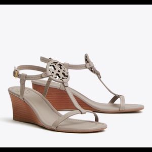 Tory Burch Miller Wedge Sandal Tumbled Leather 7